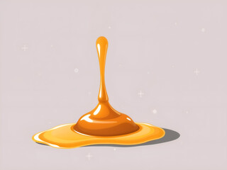 Honey drop splash illustration with thick golden texture, stylized in smooth vector form. Generative AI