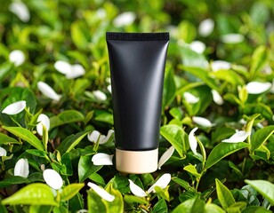 Black tube on green foliage