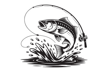 fishing rod silhouette Vector