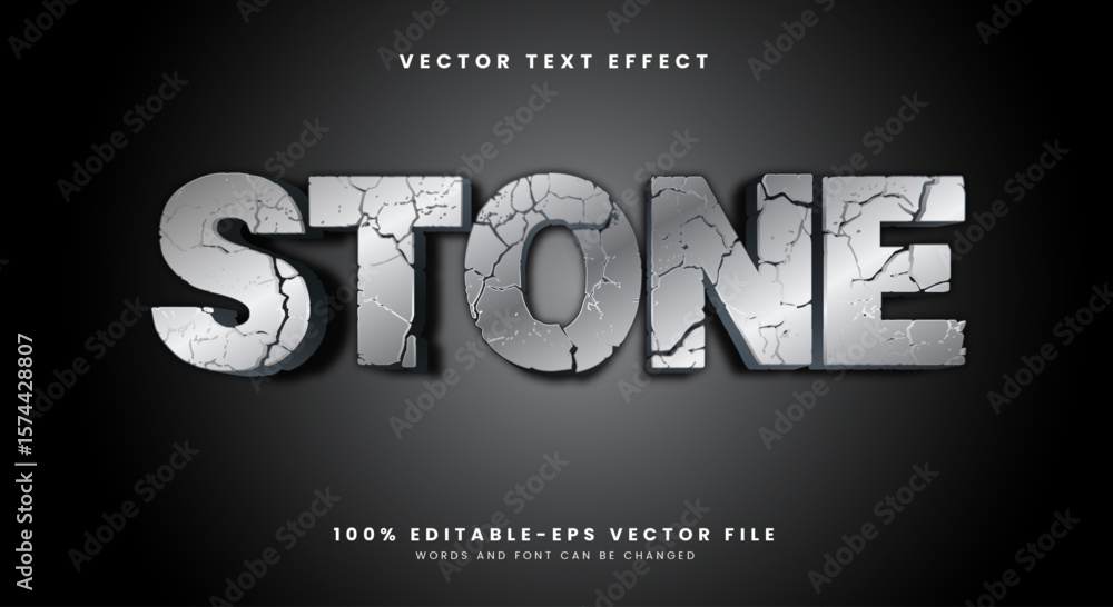 Poster stone 3d editable text effect template suitable for shiny style