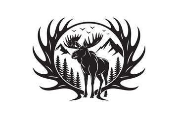 wildlife moose silhouette Vector
