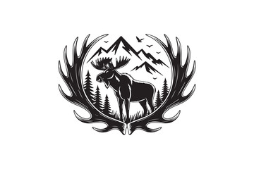 wildlife moose silhouette Vector