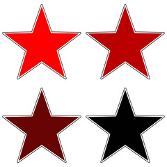 red, burgundy, scarlet, black star stars icon set yellow background