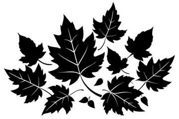 Vector art of silhouette of  set of leaves