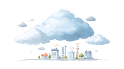 Flat vector concept of cloud computing infrastructure for business automation