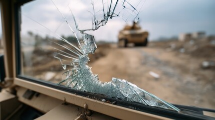 Shattered Windshield Reflecting Empty Warfield