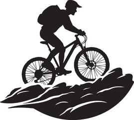 Obraz premium Bold Cyclist Silhouette on Mountain Path.