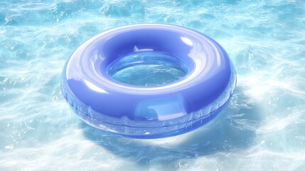 Blue Inflatable Pool Ring Floating on Water

