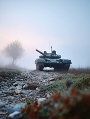 Misty Morning Over Abandoned Tanks