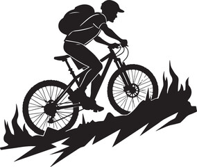 Obraz premium Bold Cyclist Silhouette on Mountain Path.