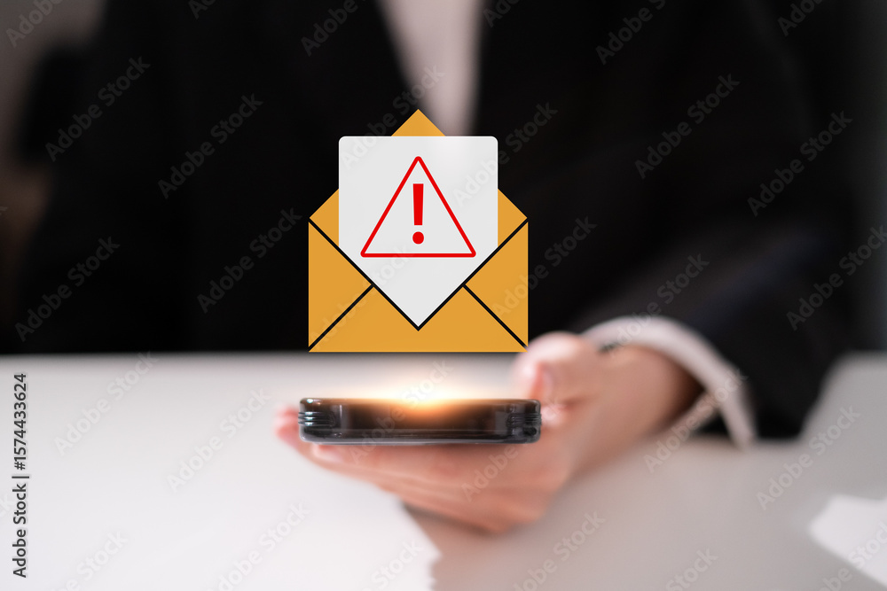 Poster electronic mail spam hacker message online security protection technology safety network warning con