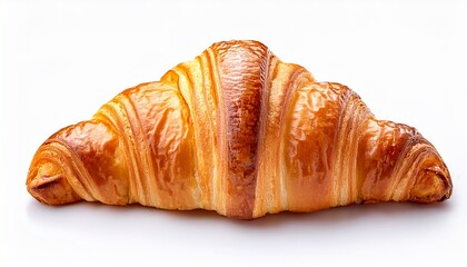 fresh baked croissant isolated on white background for breakfast and snack