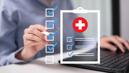 Professional doctor physician holding medical record medicine hospital health care patient clinic concept