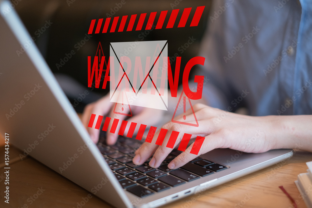 Poster electronic mail spam hacker message online security protection technology safety network warning con