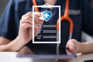 Professional medical doctor physician health insurance disease accident treatment health care hospital cancer patient protect life concept