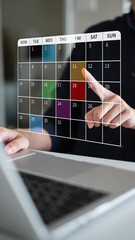 Professional businessman working in office using calendar checklist schedule planning business strategy improve sales performance achieve goal success data analysis concept