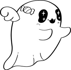 Candy Angel Ghost Line Art