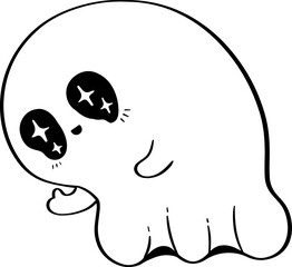 Waving Ghost Line Art