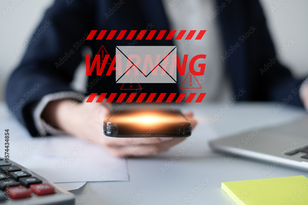 Poster electronic mail spam hacker message online security protection technology safety network warning con