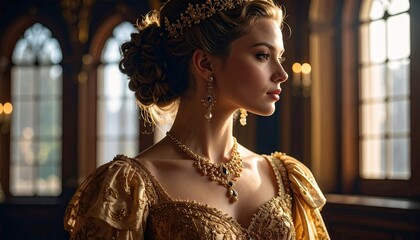 Elegant woman in a gold gown