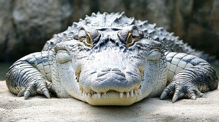 Obraz premium Close-up of a resting crocodile.