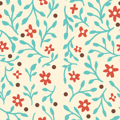 Seamless Floral Pattern With Flowers and Foliage, perfect for textiles, stationery, and digital use