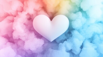 Obraz premium heart rainbow Heart shaped cloud with rainbow colors radiating outwards, ethereal and magical, representing divine love and blessings