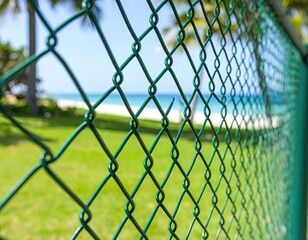 Chain link fence at beach