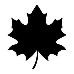 Maple leaf. Black silhouette isolated on a white background. Vector icon, illustration, design element.