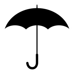 Umbrella. Black silhouette isolated on a white background. Vector icon, illustration, design element.
