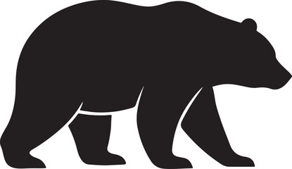 Elephant and bear silhouette vector illustration: wild mammal animal design