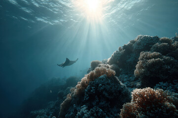 Obraz premium stunning underwater scene showcasing maldives vibrant coral reefs and diverse marine life