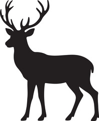 Obraz premium A striking deer silhouette vector illustration of a wild stag, elk, or reindeer with majestic antlers, perfect for nature and Christmas designs