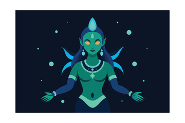Naklejka premium Vasuki Glowing in Bioluminescent Ocean Light