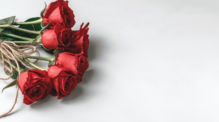 Red roses bouquet on a white background
