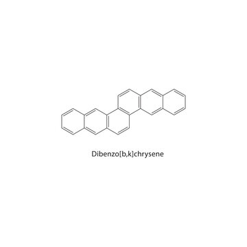 Dibenzo[b,k]chrysene skeletal structure. Polycyclic aromatic compound schematic illustration. Simple diagram, chemical formula.