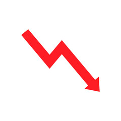 Vector illustration of a Down Chart in flat style isolated in white background. Modern and minimalist chart illustration