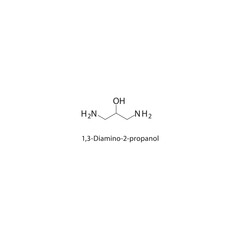 1,3-Diamino-2-propanol skeletal structure. Amino alcohol compound schematic illustration. Simple diagram, chemical formula.