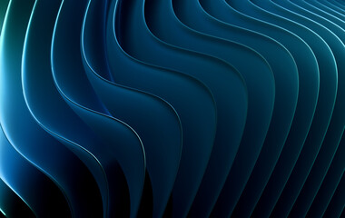 Digital Spiral Folded Structure in Gradient Blue-Green Tones with Depth