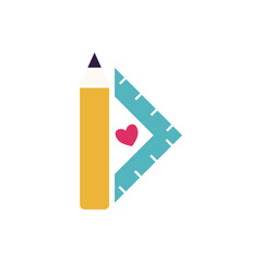 Logo design of an education symbol composed of school supplies such as pencils, books, and stationery, representing learning, creativity, and academic growth in a vibrant and professional style.

