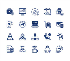 Business Travel editable stroke icon set.