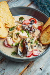 Soups with seasoning and herbs