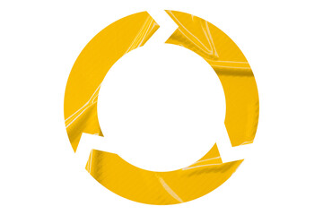 Yellow recycle symbol paper isolated on transparent background