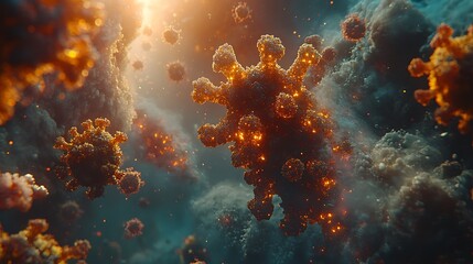 Fototapeta premium Abstract representation of microscopic particles.