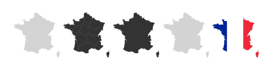 Vector maps of France isolated on transparent background
