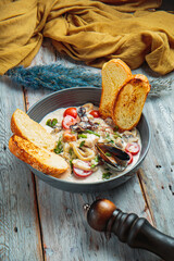 Soups with seasoning and herbs
