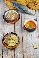 Soups with seasoning and herbs