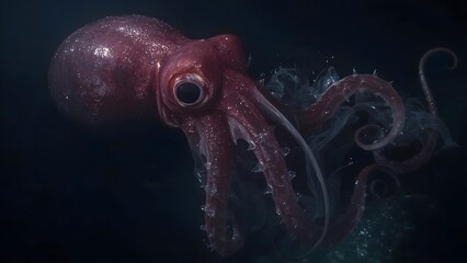 Deep Ocean Octopus: Glowing Tentacles in Dark Waters