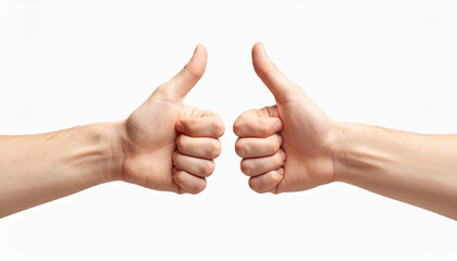 Two Thumbs Up Gesture on White Background