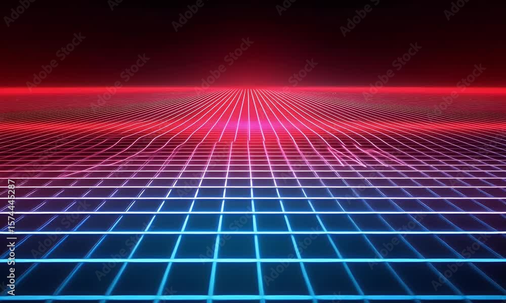 Poster abstract digital line background with glowing dots and lines forming an illuminated gradient of blue